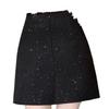 Girls' Sequin Tweed High-Waist A-line Skirt - Irregular Hip-Hugging Design for Autumn/Winter