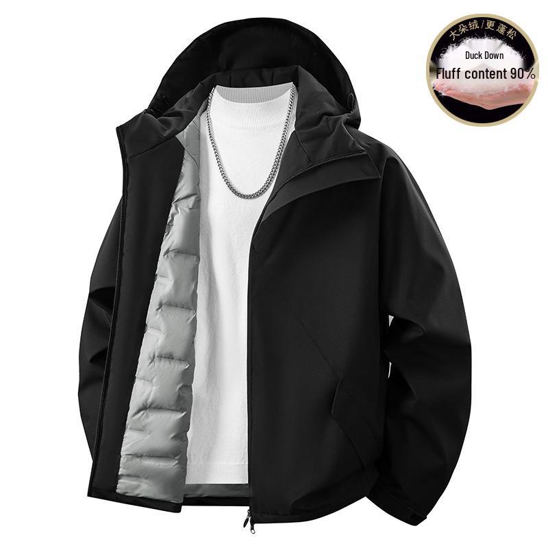 Premium 90% Down Shiny Hooded Men's Ski & Mountaineering Jacket