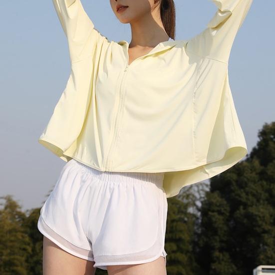 Veste à capuche de protection solaire pour femme, légère, manches longues, t-shirt solaire, fermeture éclair intégrale, veste athlétique avec poches pour la randonnée en extérieur