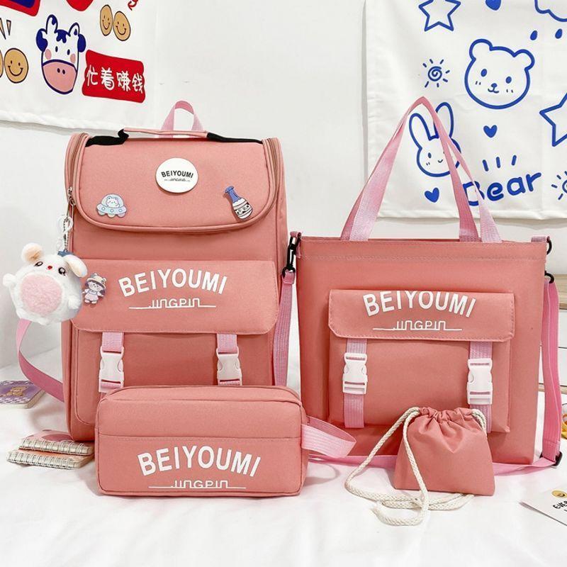 4 Pcs Backpack for Boys Girls Children Lovely Schoolbag Kindergarten Schoolbag Kids Gift Pencil Case Large Capacity Handbag