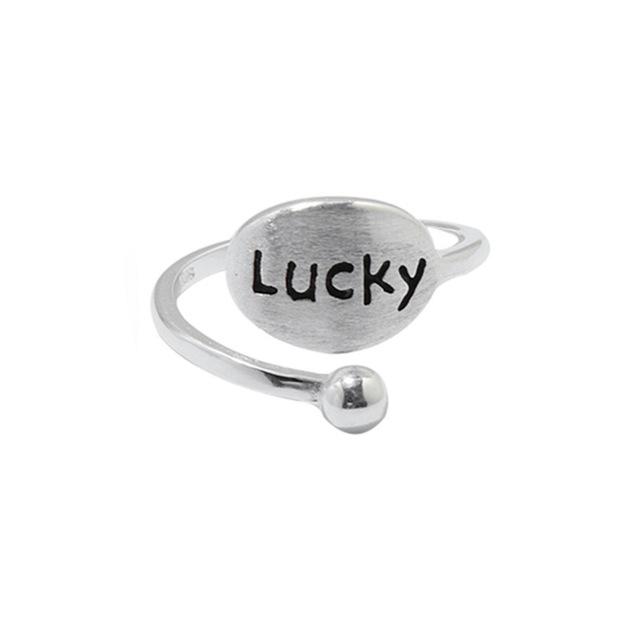English Letter Ring Silver Color Metal Adjustable Opening Rings for Women Poker Alphabet Creative Finger Ring Men Trendy Jewelry