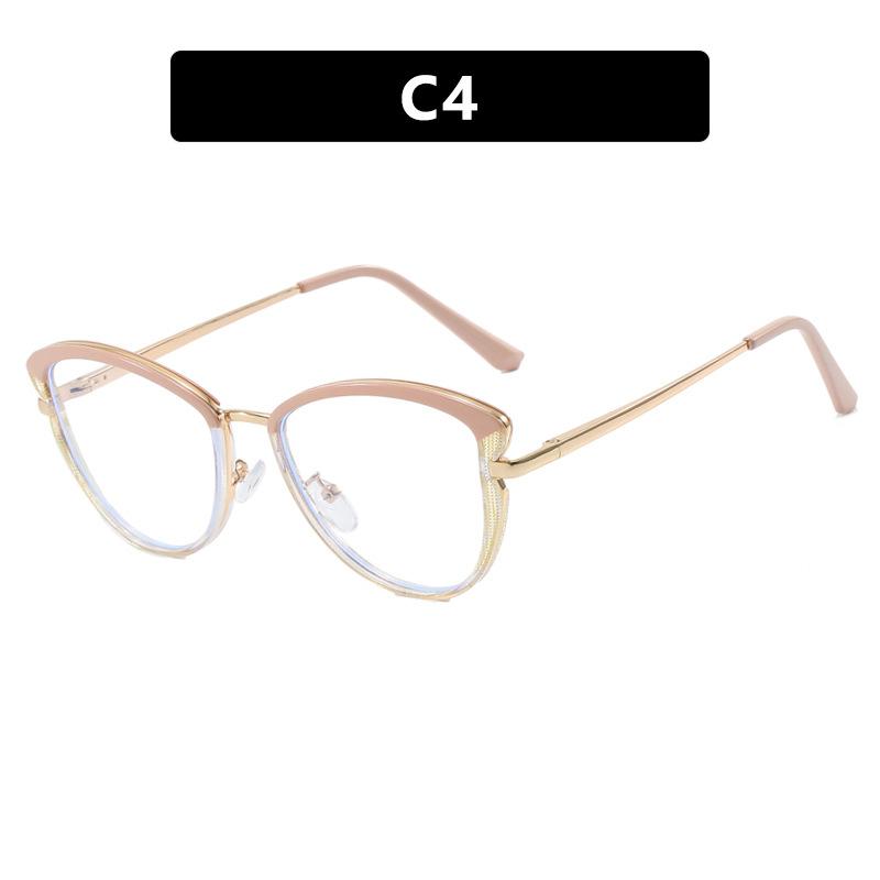 Cat Eye flat mirror TR90 anti blue light glasses frame fashionable color matching can be matched with myopia glasses frame
