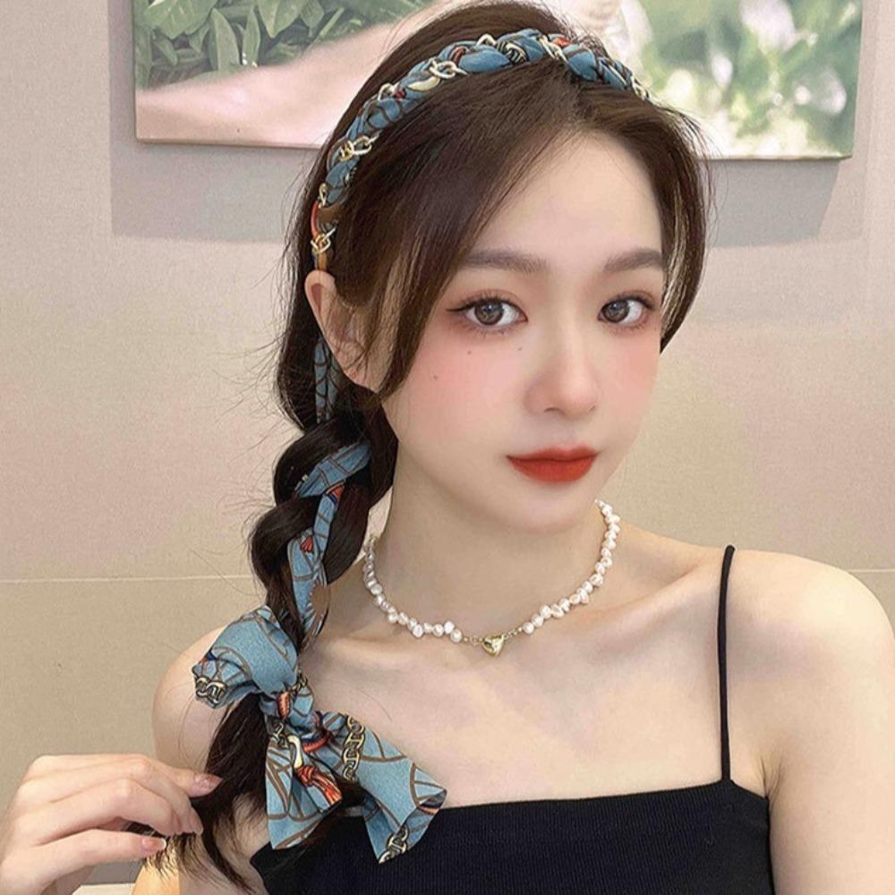 Adjustable Bow Ribbon Hairband Floral Print Hair Hoop Fashion Hair Bands  Boho Hair Accessory