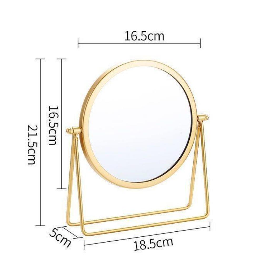 Metal Makeup Mirror with Stand Round Dressing Mirror Retro Desktop Mirror  Bedroom