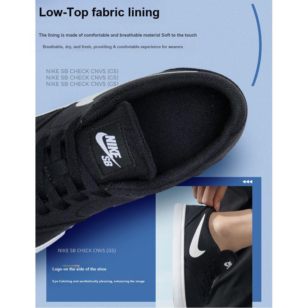 Nike Check Canvas SB GS Black Kids Sneakers White 905373-003