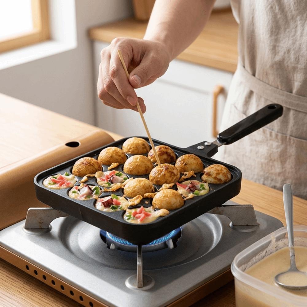Cast Aluminum Alloy Cooking Tray 16-Hole Household Plate Smooth Snack Grill Plate Street Stall