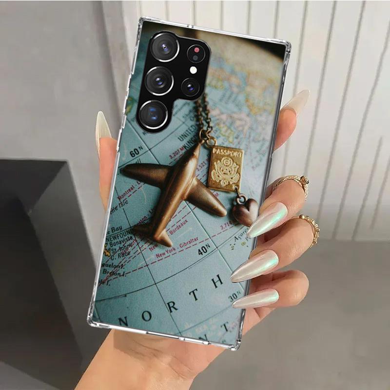 World Map Travel Plans Phone Case for Samsung Galaxy S26 S24 S23 Ultra S25 Edge S22 S21 Plus S20 FE + Soft Print Shell Funda Gal