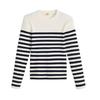 Womens/Ladies Striped Ribbed Collar Long-Sleeved Sweater Top