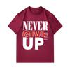 Men's 100% Cotton Crew Neck Short Sleeve T-Shirt, Never Give Up Inspirational Letter Print Casual Soft Breathable Regular Fit Summer Tee for Daily Wea