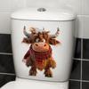 Self-adhesive Cartoon Yak Toilet Stickers Creative Bathroom Wall Decor