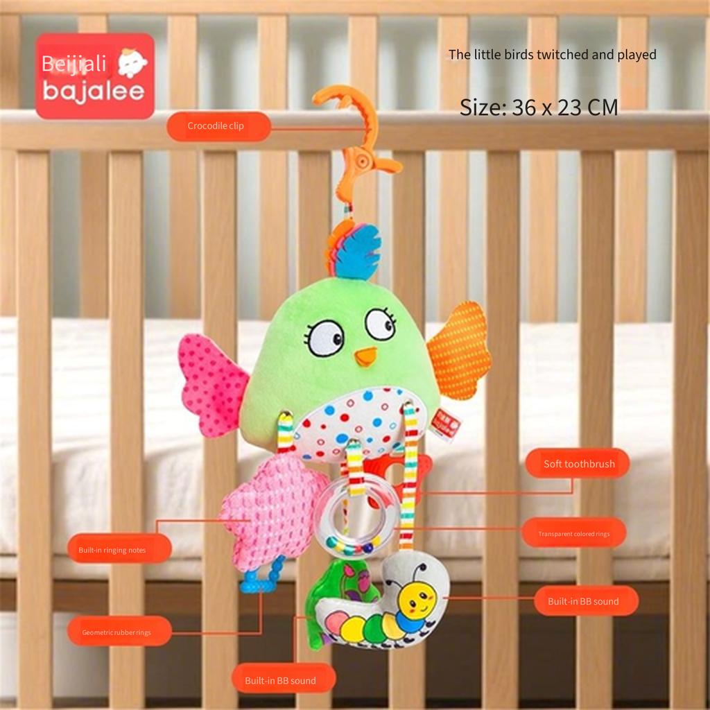 Pull String Baby Rattle Toy, Stroller Hanging Pendant, Sensory Grasp Training Toy, Car Seat Hanging Soothing Toy for Newborn Infant 0‑12 Months
