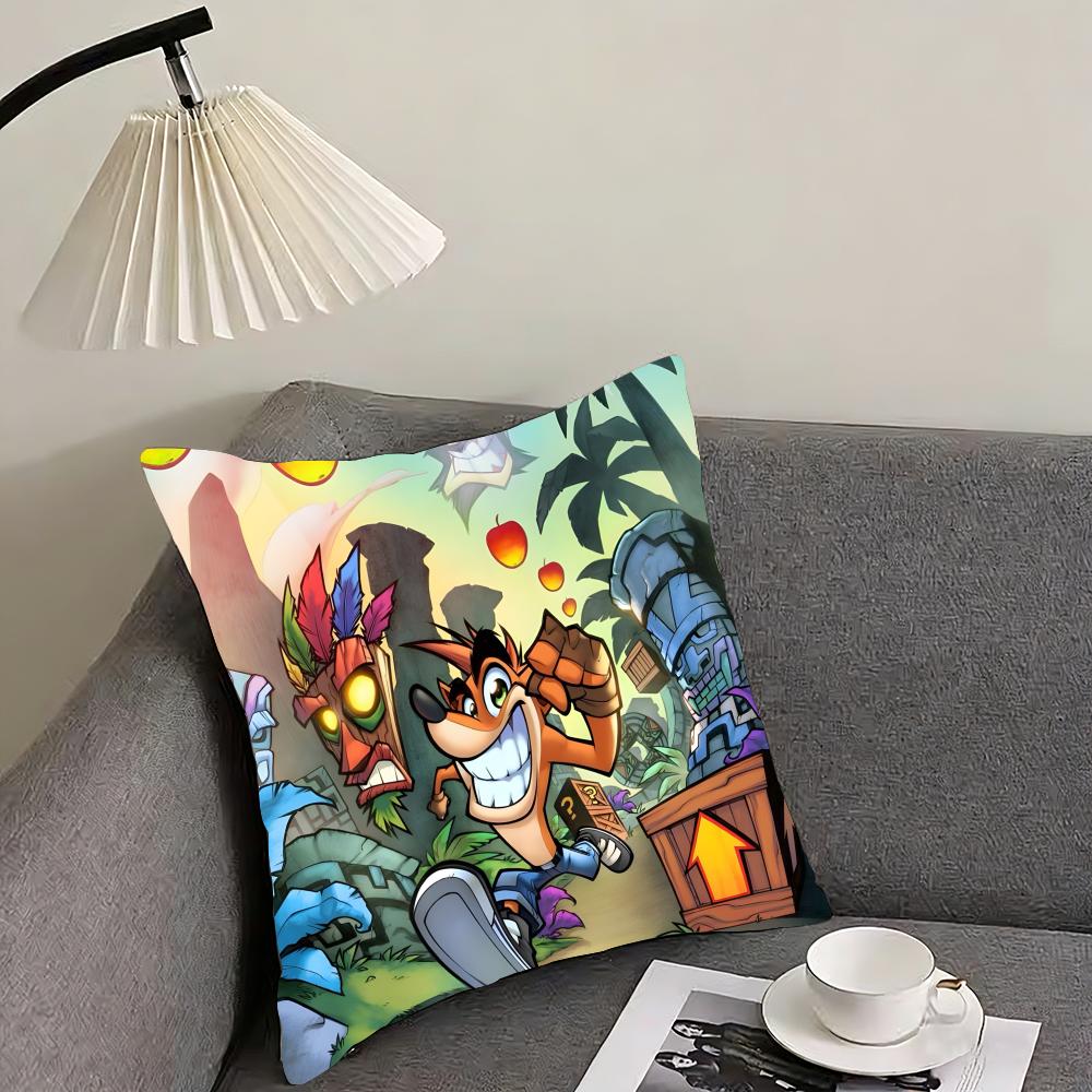 Game Cartoon Crashs B-Bandicoot Cushion Cover Reversible Plush Pillow Cover – For car, sofa, bedroom, perfect as a gift.