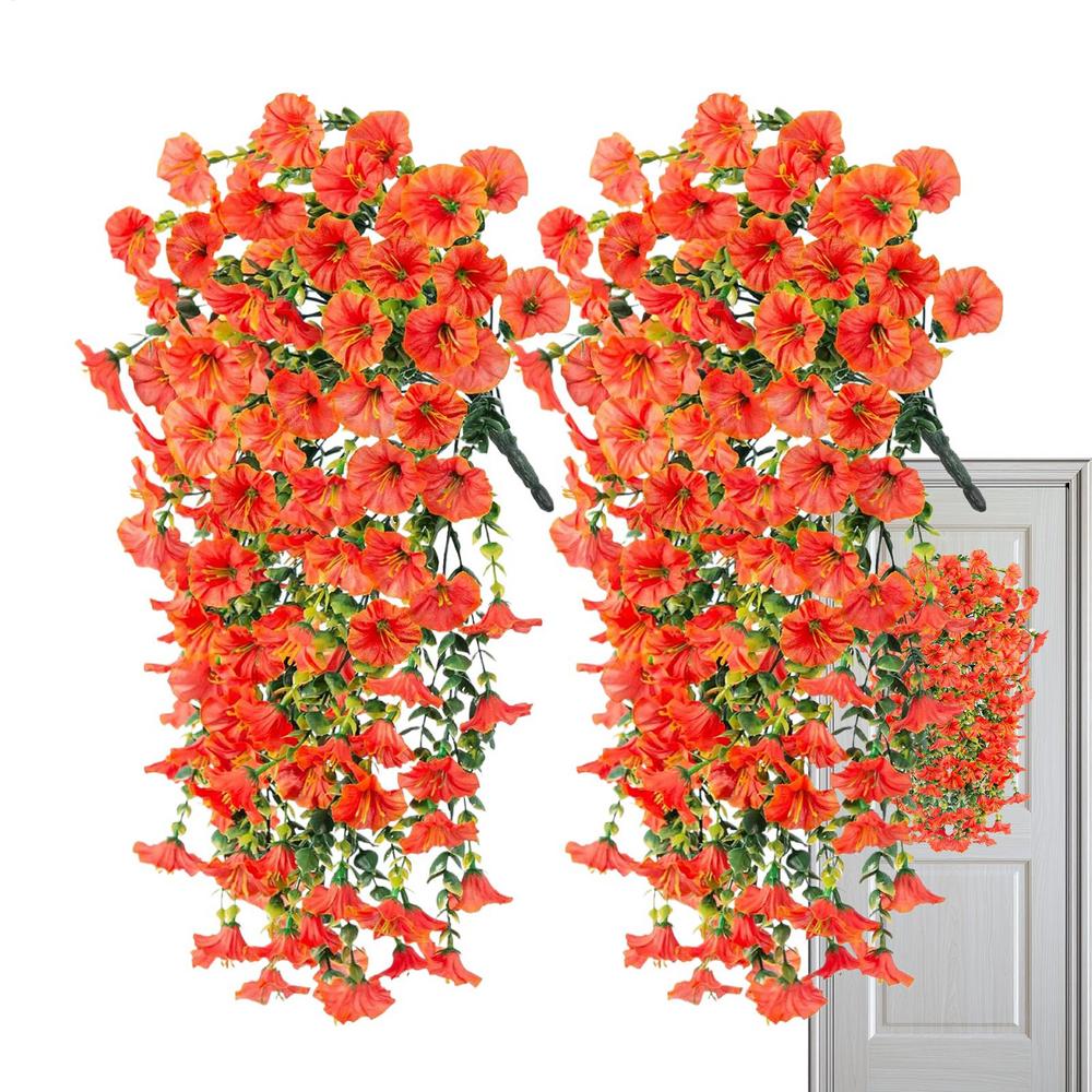 Fake Petunias 2 Pieces Flowers Patio Petunias Decor Outdoor Fake Plant Decoration For Porch Patio Garden Yard Wedding Party