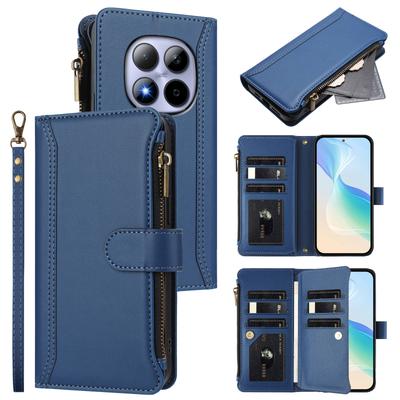 Pour Xiaomi Redmi Note 15 Pro 5G (Global) Étui en Cuir 9 Fentes pour Cartes Portefeuille Zippé Support Housse de Téléphone avec Dragonne