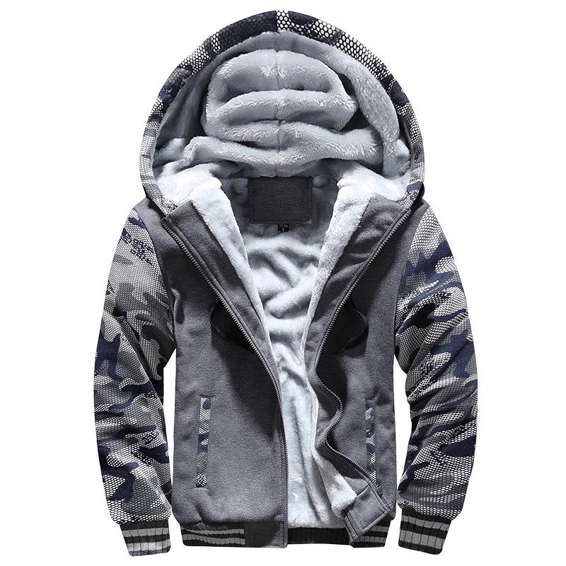 Mens Sweatshirt Hooded Autumn and Winter Men's Baseball Clothing Padded and Thickened Men's Jacket Warmth