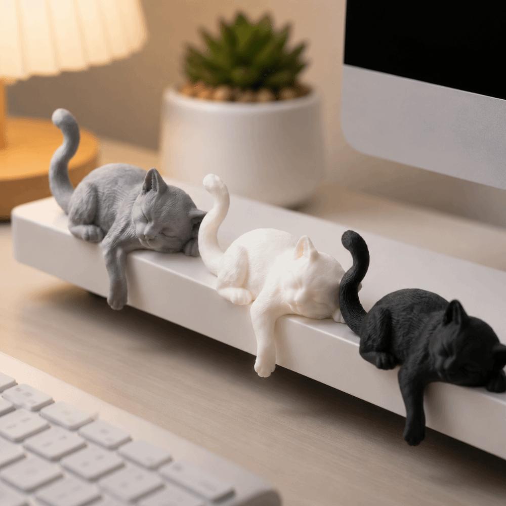 Enfeite de Gato Dormindo Impresso em 3D Estátuas Decorativas Criativas de Gato Decorações de Gato para Mesa Uso em Desktop