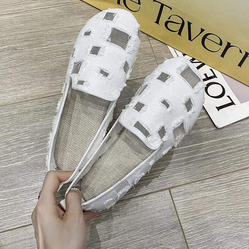 

Модные женские сетчатые туфли на плоской подошве, весенние неглубокие повседневные лоферы, удобные туфли с мягкой подошвой, дышащие однотонные женские туфли 35 белый