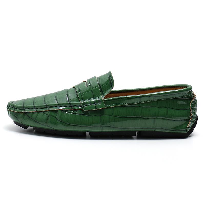 Men s Large Leather Slip-on Loafers: Spring Driving Casual Shoes 43 зелёный