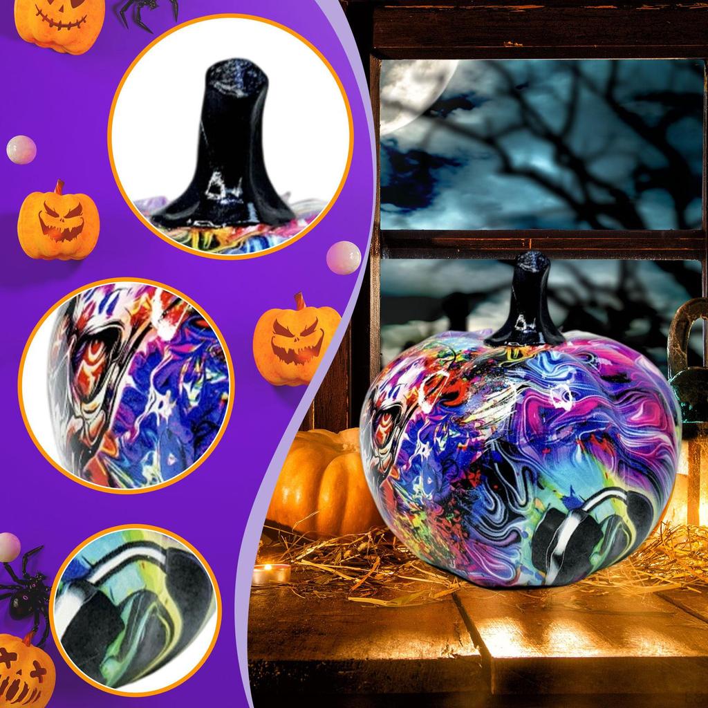 Pumpkin Figurine Halloween Decor Crafts Autumn Harvest Desktop Ornament Miniature for