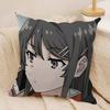 Mai SakurajimaS Anime Prints Cushion Cover Silky Short Plush Invisible Zipper Dustproof Sofa Pillow Case For Home Decor
