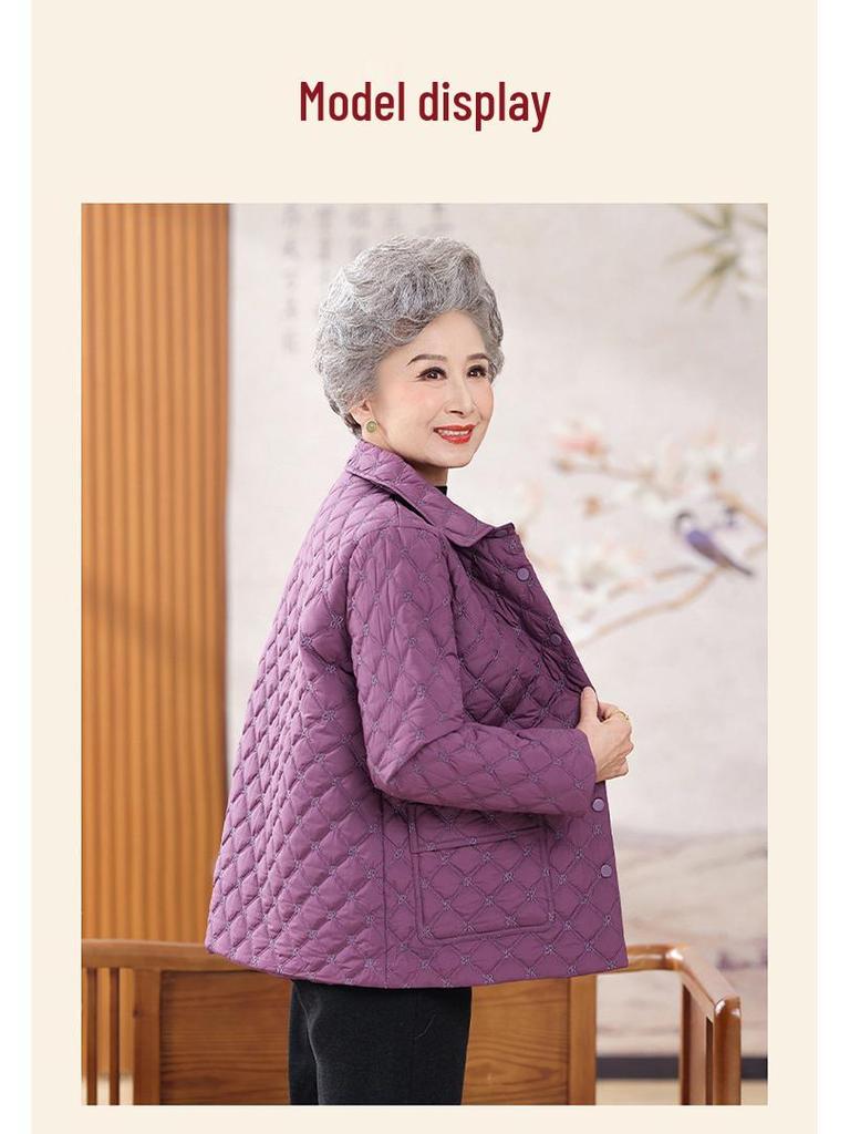 Mom's 2025 Lightweight Autumn-Winter Cotton Jacket for Middle-Aged & Elderly Women - Warm, Thin, Small Cotton Coat for Grandma