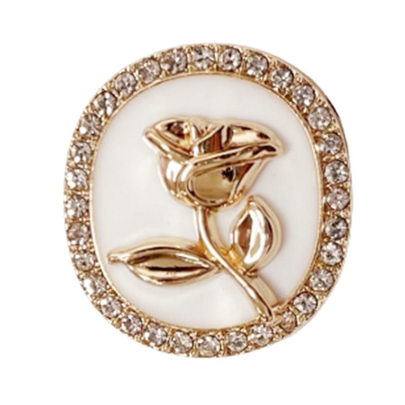 6Pcs Round Flower Shape Metal Luxury Brand Sewing Buttons Clothing Accessories Handmade Diy Material Decoration Gold Black  Blue