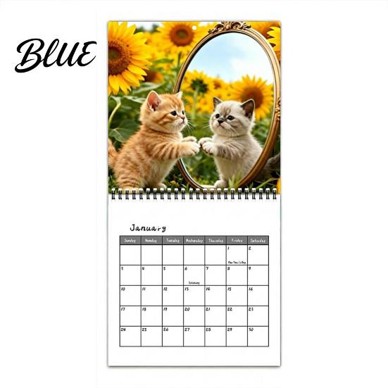 Decorative Wall Decor for Office Kittens 2027 Calendar Cute Baby Square Monthly Spiral Coated Paper Planning Calendar Binding 12 Month Hanging