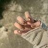 10Pcs Retro Brown Star Grid Handmade Press On Nails Removable Fake Nails For Women Girls Decorative Wearable Nail Tips