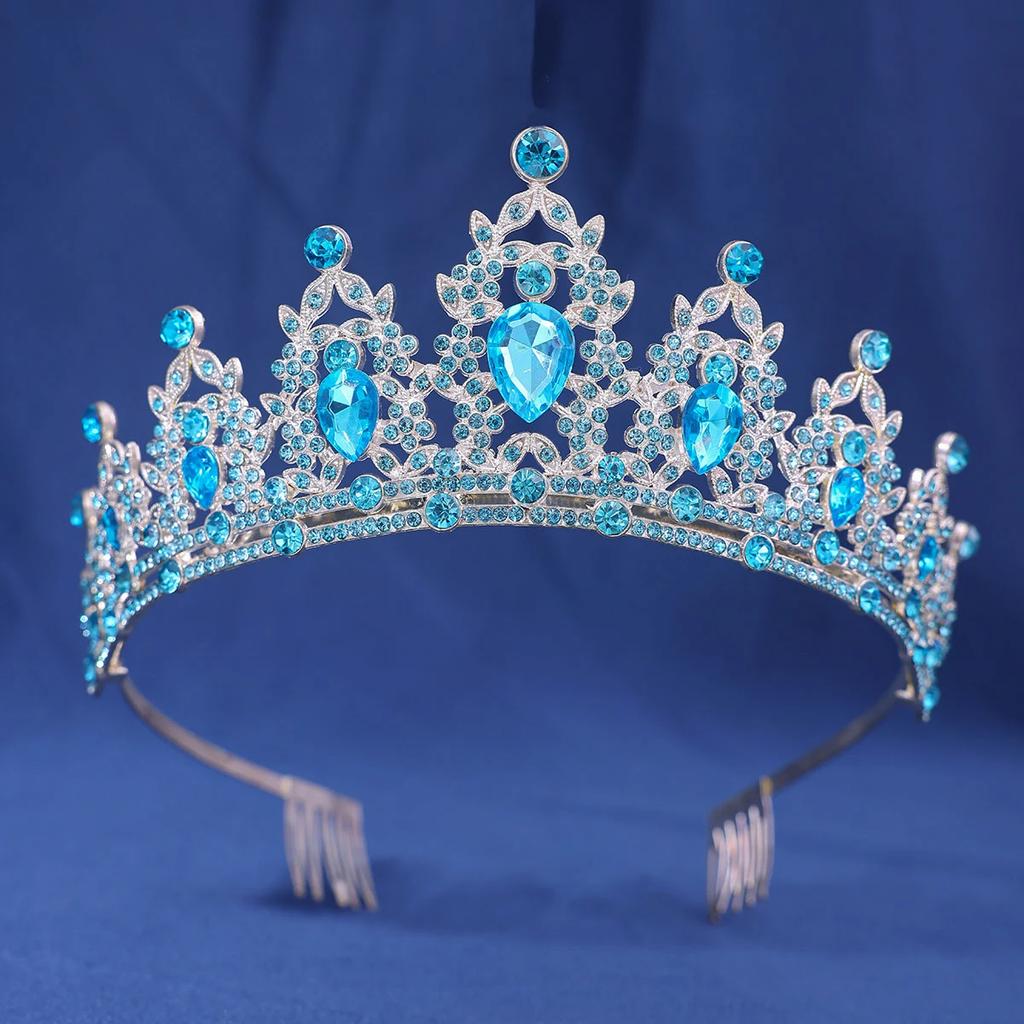 Baroque Vintage Crystal Rhinestone Crowns With hair comb Diadems Headbands For Women Bride Wedding Hair Accessories Jewelry NONE