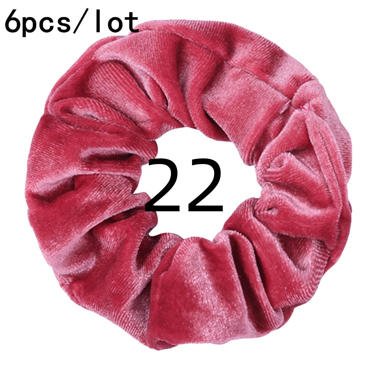 

6 шт. Бархатные Теплые Мягкие Резинки для Волос Эластичные Резинки Веревки Держатели для Хвоста Розовый Розовый Фуксия Однотонный для Женщин