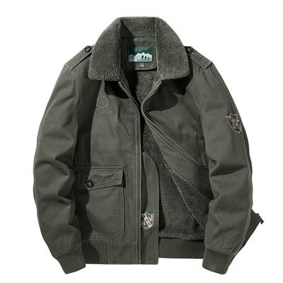 Winterverdickter Pelzkragen mit Fleece Cargo Steppjacke für Herren Lammwollmantel für Herren Lässig