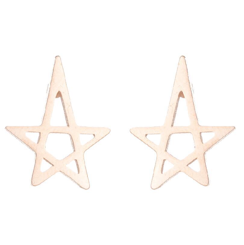 Minimalist Stainless Steel Heart & Sunflower Star Stud Earrings - "I Love You" Gesture