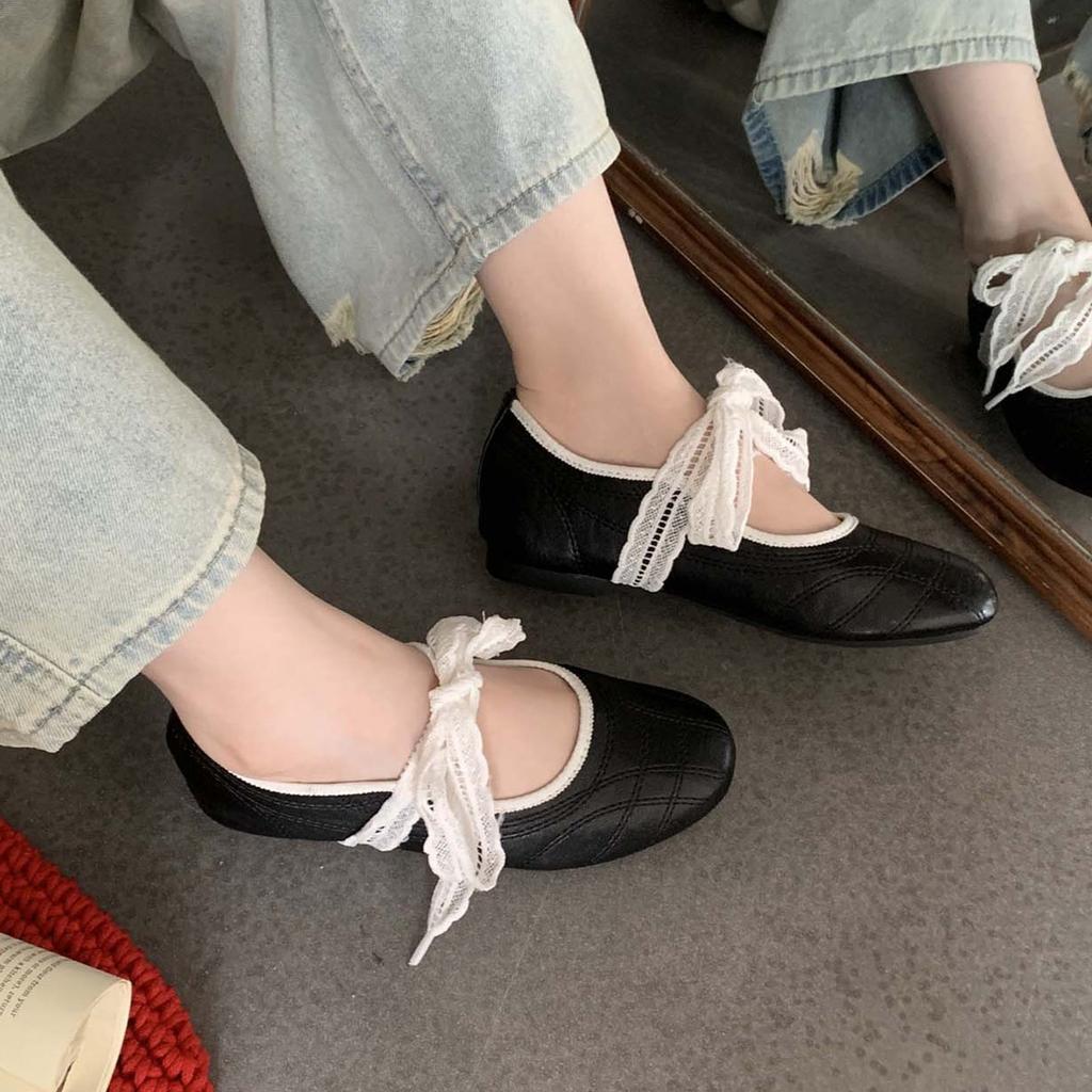 Fashion IPPEUM Women Ballet Flats Round Toe 2025 New Fashion PU Leather Mary Janes Ballerina Flat Shoes