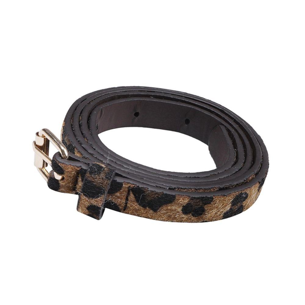 Metal Buckle Leopard Pattern Belt Slim Side Dress Decoration Elegant Thin Waist Belt  Ladies/Girls