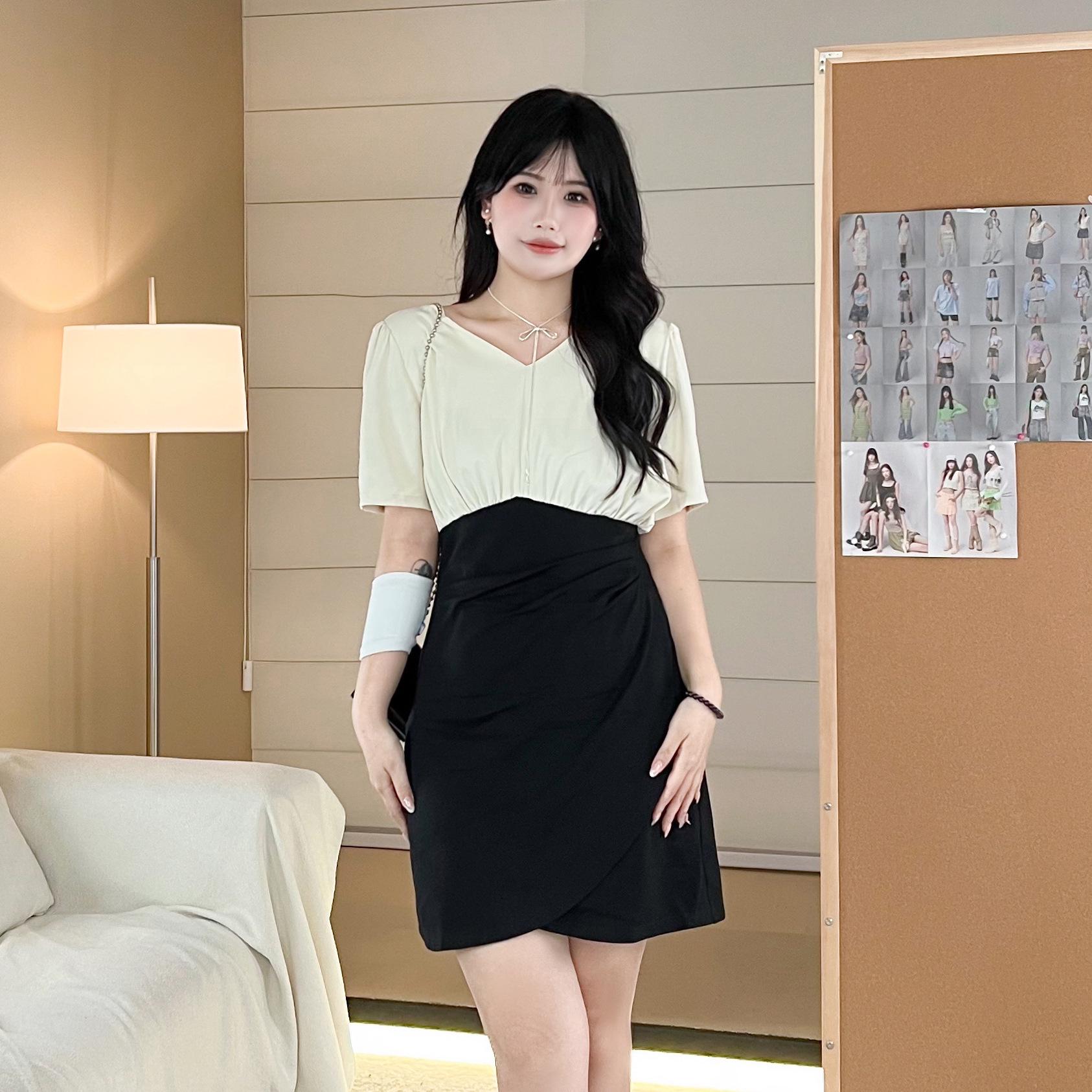 

Korean Style Plus Size Summer Short Sleeve Casual Dress 3XL for 150-165 jin