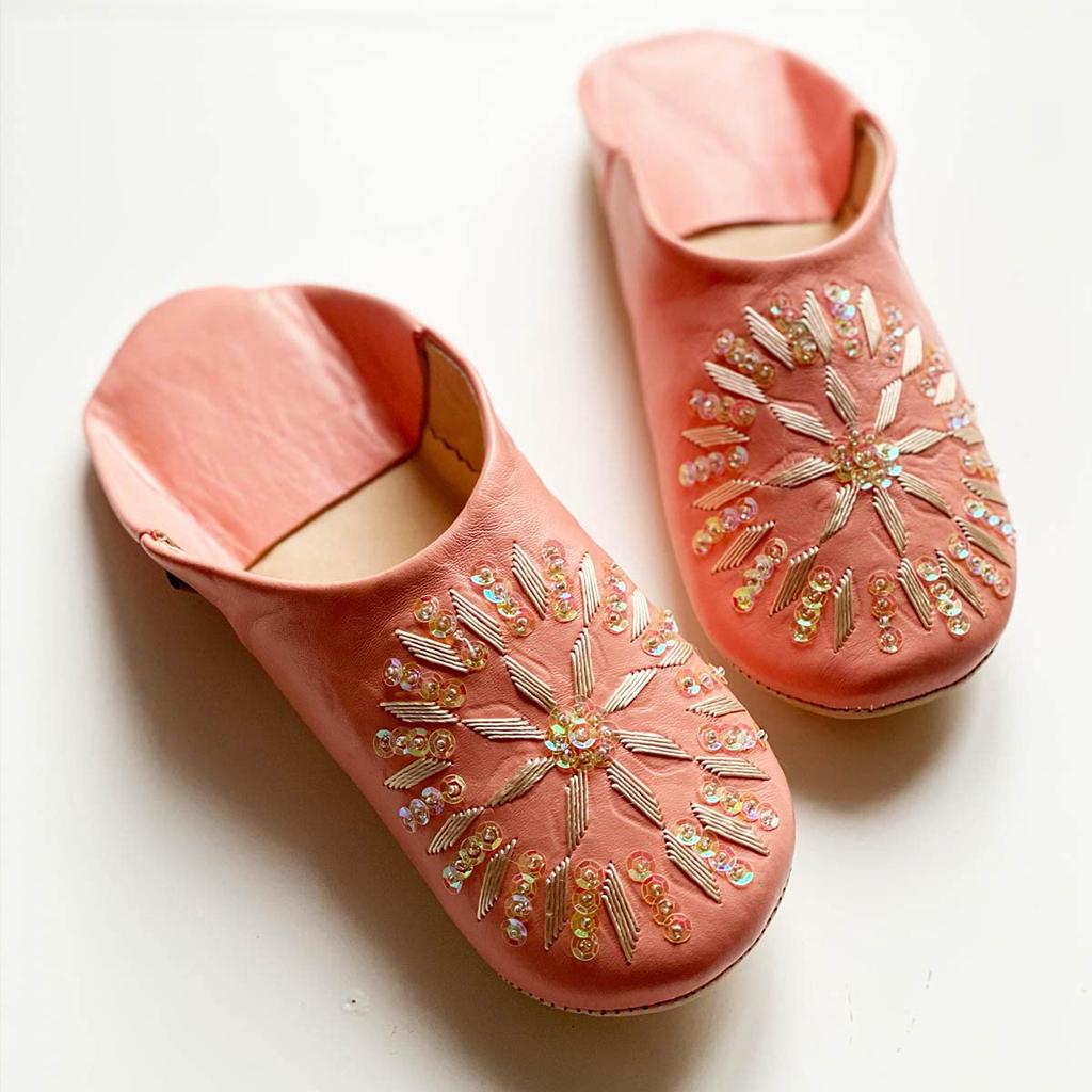 Pailletten Babouche Tasche Pfirsich LL [dear Morocco] // // (26 cm)