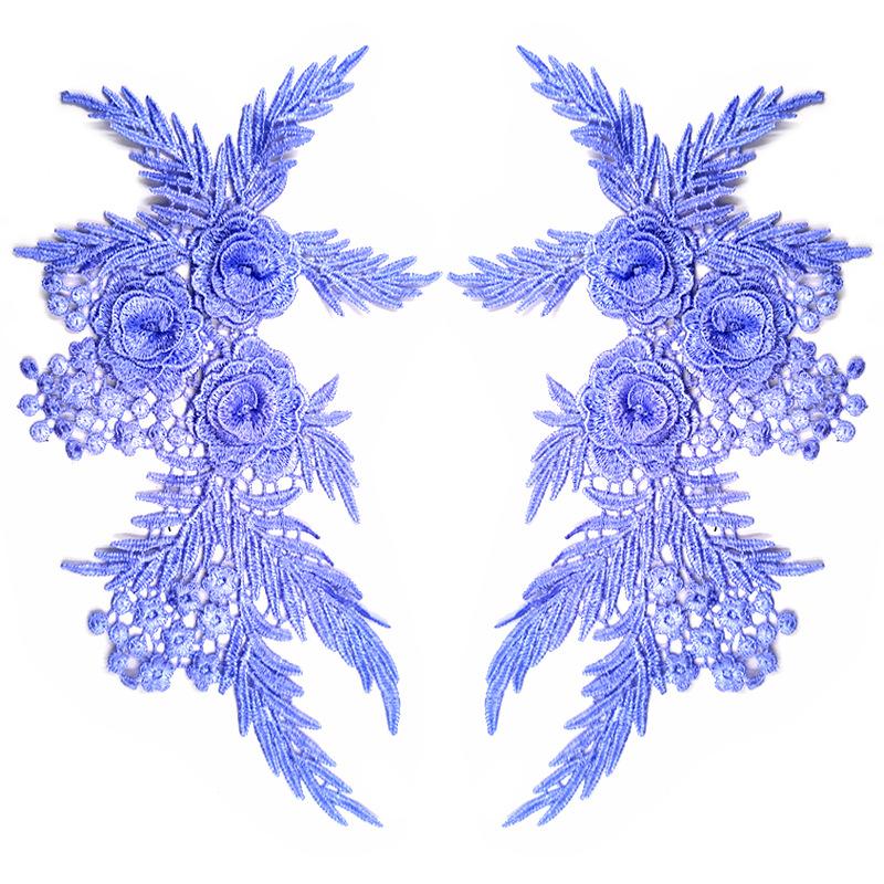 Water Soluble Lace Three-dimensional 3D Decal Symmetrical Cloth Sticker Hollow Polyester Light Embroidery Pair of Flowers DIY Lace Clothing Accessorie