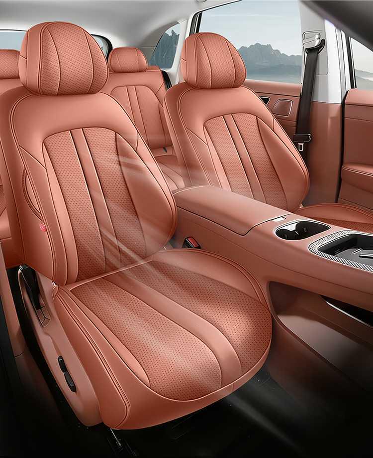 Shangjie H5 Autositzkissen - 25 Stile, Universell, Atmungsaktives Leder, Ganzjahres-Vollabdeckung für Elektroautos