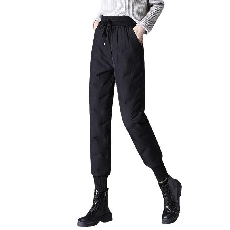 Graphene Warm Black and Gold Down Pants, Winter Velvet Thickened Cold-resistant Super Thick Legged Cotton Pants
