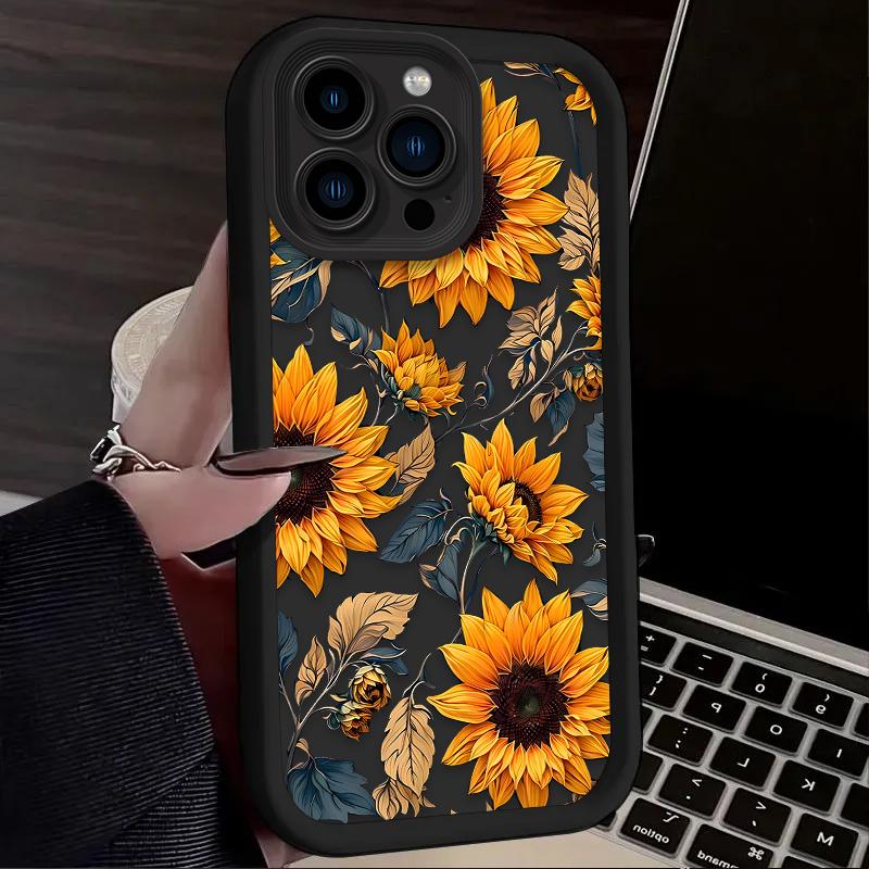 Beautiful Sunflowers Case for iPhone 17 Air 16 16E 15 14 13 12 11 Pro Max X XS X S Max XR SE 2020 SE4 7 8 Soft Silicone Cover