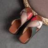 Johnature Retro Women Peep Toe Wedges Slippers Genuine Leather Thick Sole Slides Fashion Platform Shoes