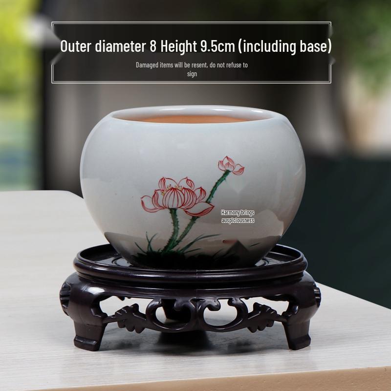 Blue & White Porcelain Flower Pot with Tray for Asparagus Fern, Money Tree, Orchid, Succulents & Bonsai