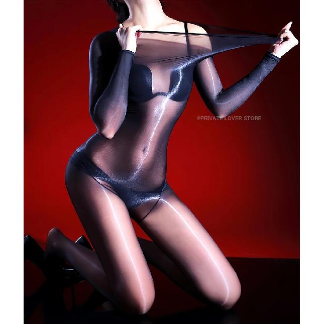 Sexy Oil Shiny Jumpsuits Women Body Stockings Glossy Onesie Open Crotch Pantyhose Erotic Lingerie Smooth Bodysuit Night Clubwear