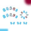 Blue White Floral Blueberry Sweet Design Square False Nail Pack of 24Pieces Artificial Nail Romance Design Easy Apply