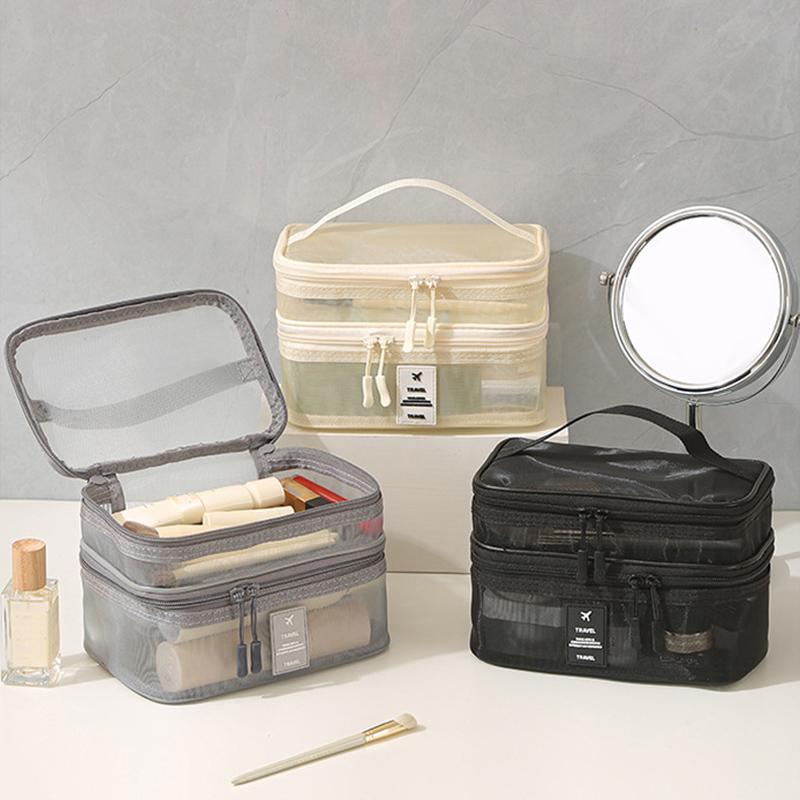 Waterproof Travel Wash Bag Large-capacity Mesh Visible Portable Cosmetic Storage Bag Carry Multi-layer Classified Storage Cosmetic Bag