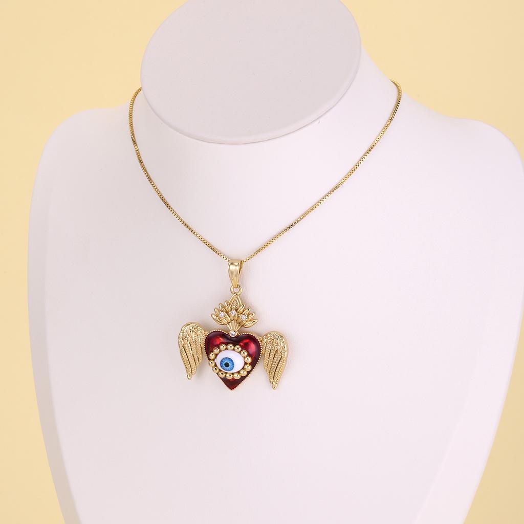 Nidin Türkische Evil Eye Anhänger Halsketten für Frauen Zirkonia Emaille Herz Flügel Charme Schlüsselbein Kette Glücksbringer Schmuck Geschenke