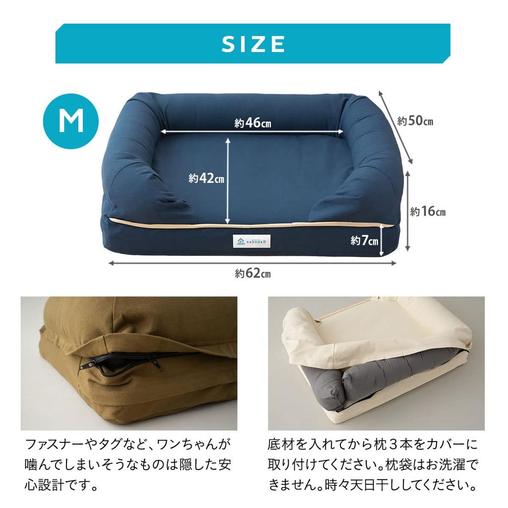 neDOGko 3D Bed for Adult Dogs, High-Resilience Urethane Foam, Medium Size, Navy Blue, Pressure-Relieving, Warm, Breathable, Durable, EMOOR