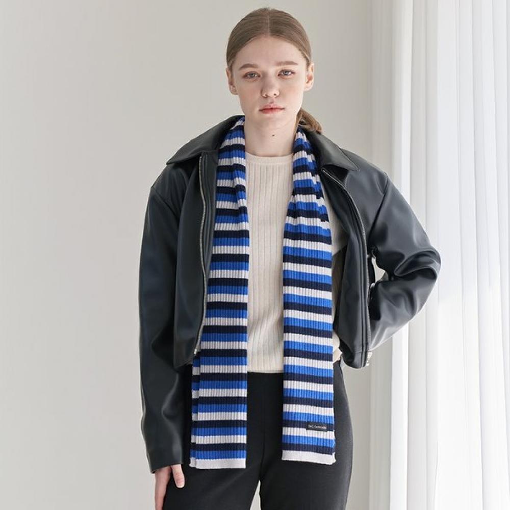 Dal Cashmere Knit Muffler Rib Blue