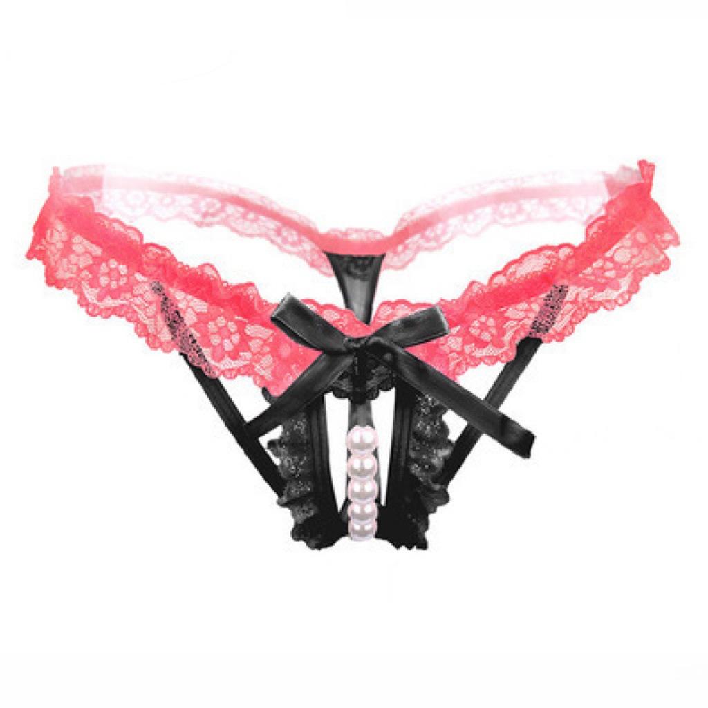 Sexy Underwear Panties Pearl Open Gear Free Panties Cute Girl Sexy Lace Thong Hollow Woman