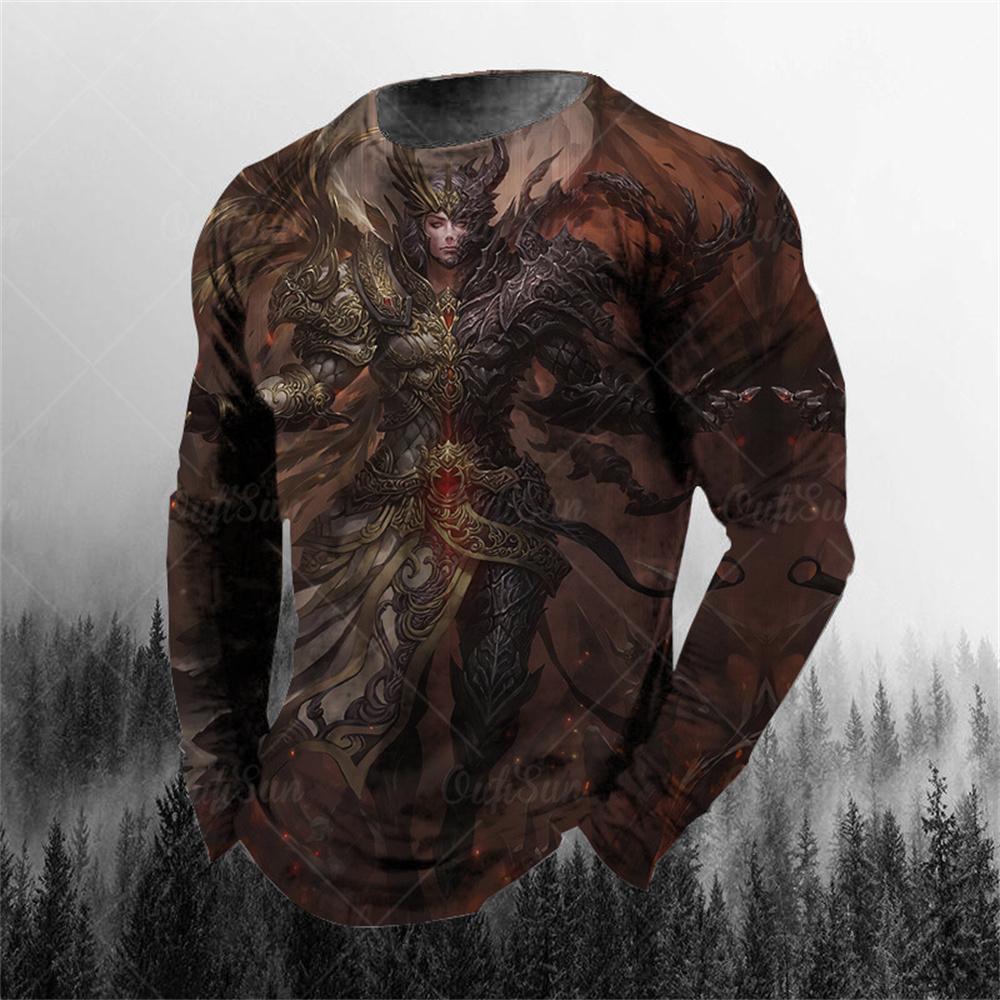 Vintage Genie Ghost 3D Print Sommar T-shirt med rund hals för män Casual långärmad T-shirt Oversize tröja Mode Herrkläder